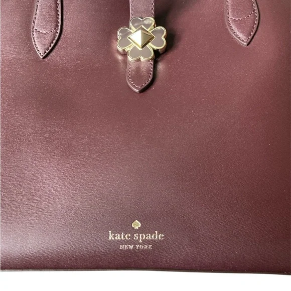 KATE SPADE Kaci Chocolate Cherry Small Leather Tote Shoulder Bag Purse D410 NWOT - Picture 5 of 12